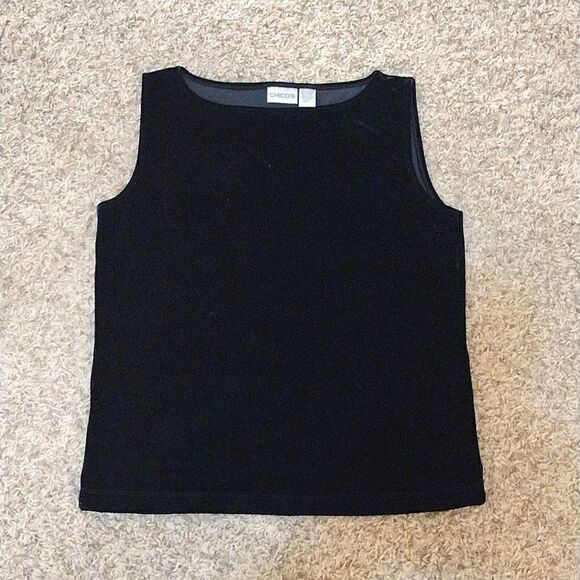 Chico’s Women's Size 2 Solid Black Velvety Stretchy Sleeveless Tank Top - Picture 6 of 10